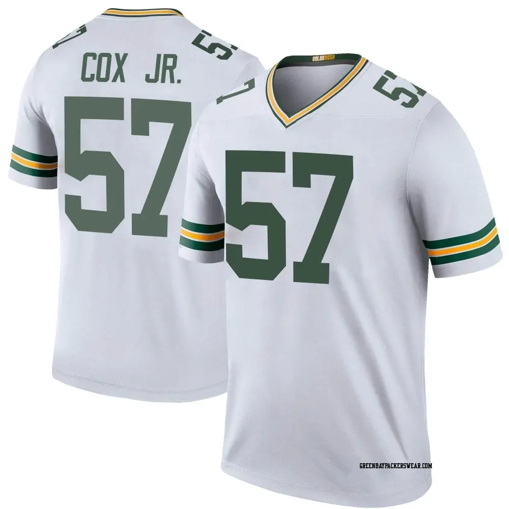 Legend White Youth Brenton Cox Jr. Green Bay Packers Color Rush Jersey