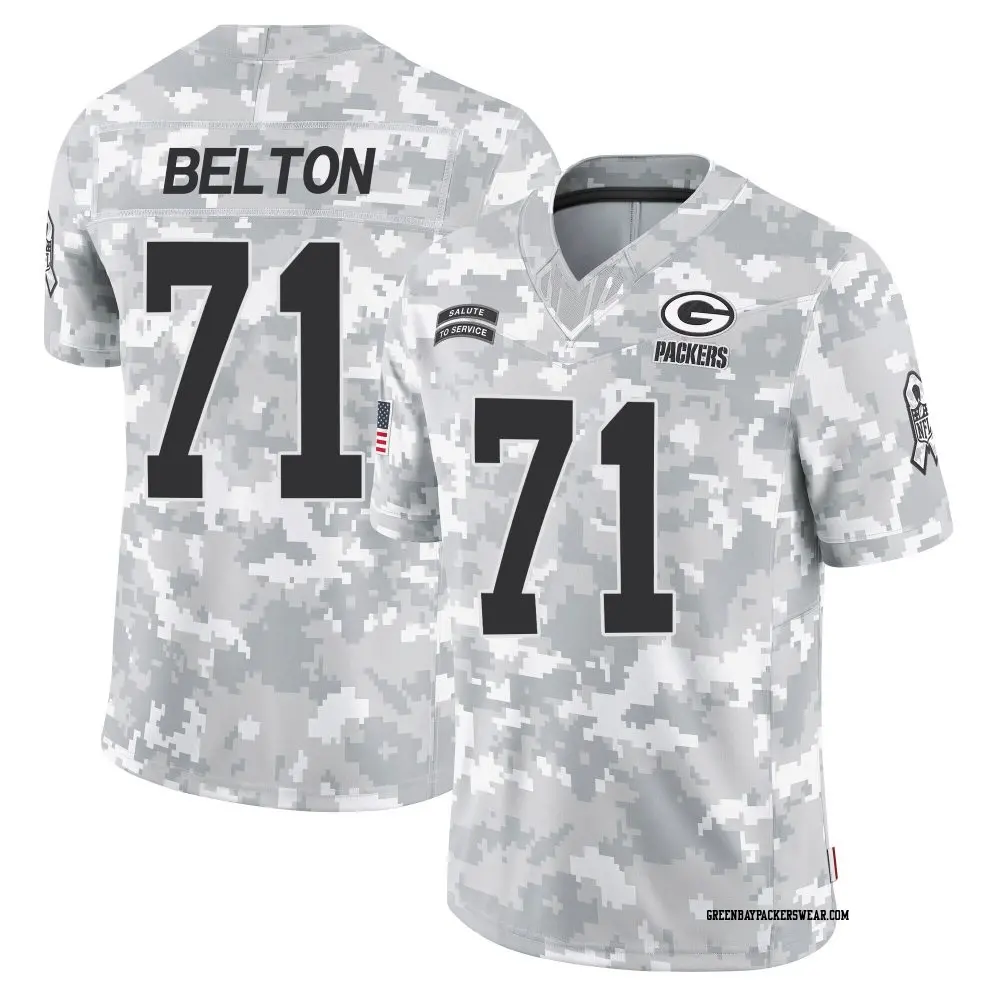 Limited Arctic Camo Men's Anthony Belton Green Bay Packers 2024 Salute to Service Jersey