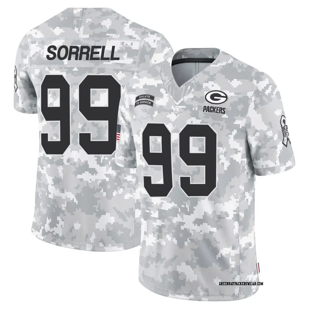 Limited Arctic Camo Men's Barryn Sorrell Green Bay Packers 2024 Salute to Service Jersey