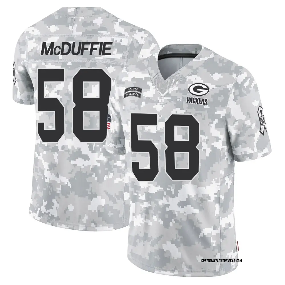 Limited Arctic Camo Men's Isaiah McDuffie Green Bay Packers 2024 Salute to Service Jersey