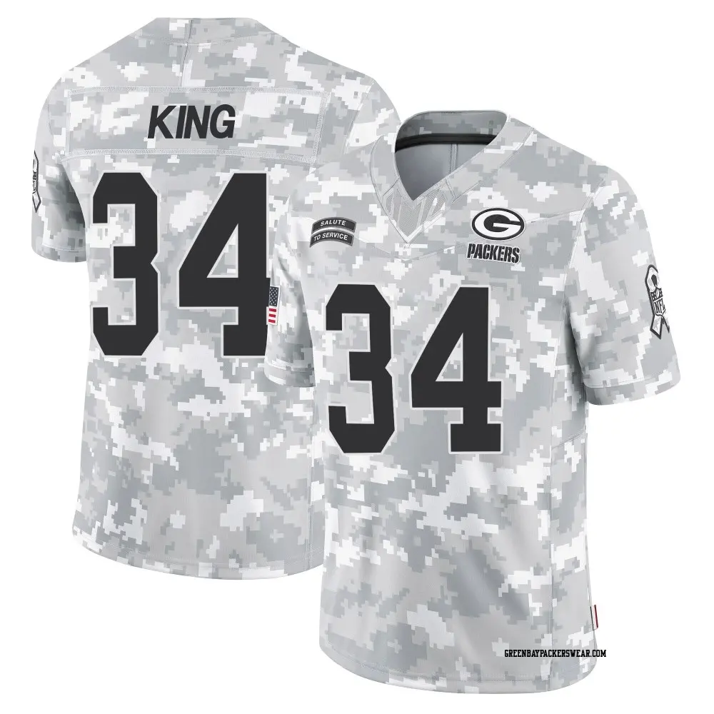 Limited Arctic Camo Men's Kalen King Green Bay Packers 2024 Salute to Service Jersey