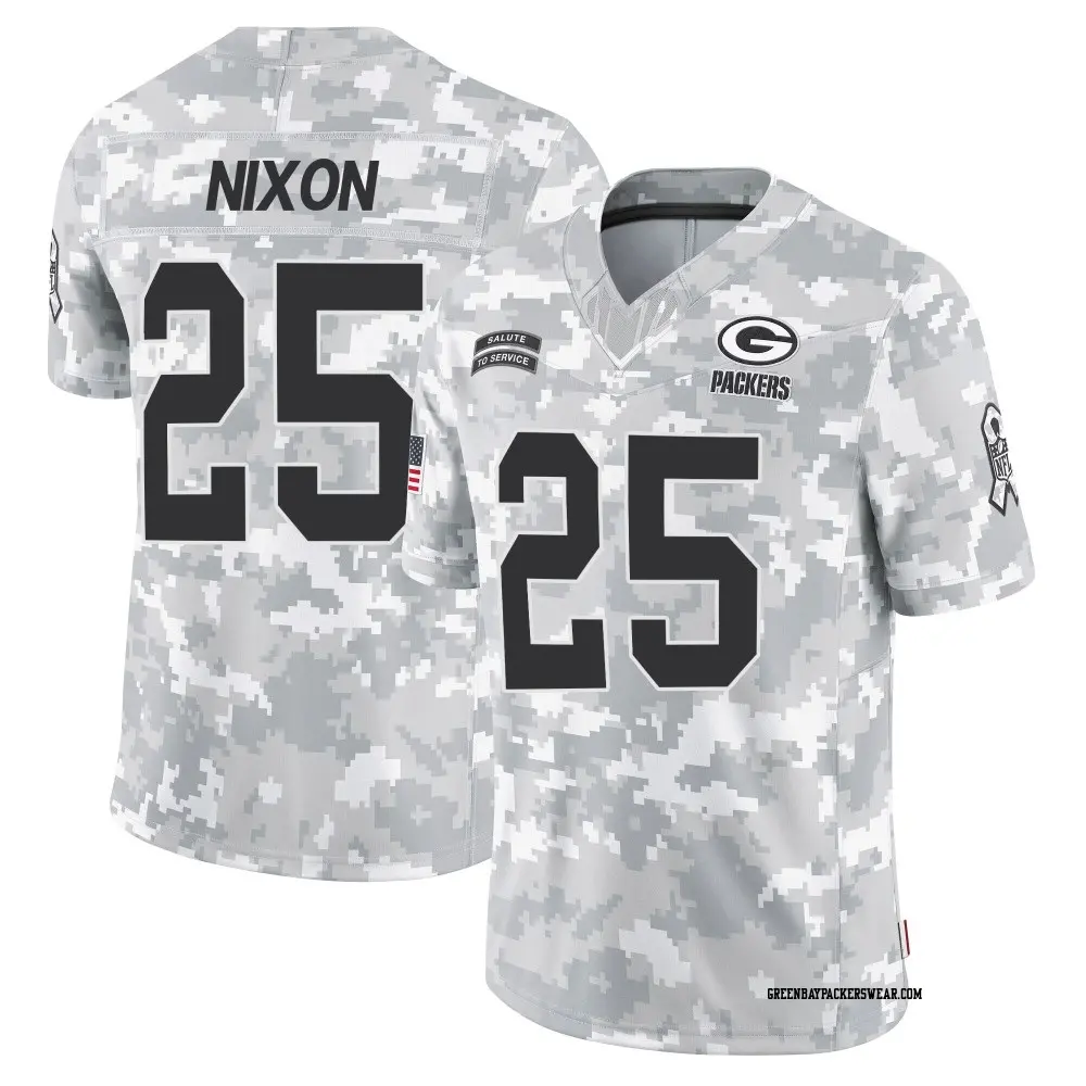 Limited Arctic Camo Men's Keisean Nixon Green Bay Packers 2024 Salute to Service Jersey