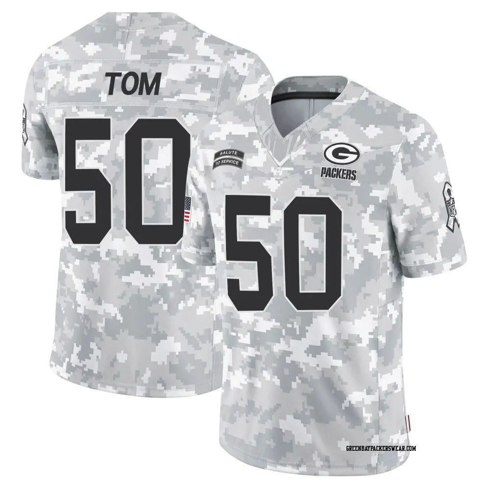 Limited Arctic Camo Men's Zach Tom Green Bay Packers 2024 Salute to Service Jersey