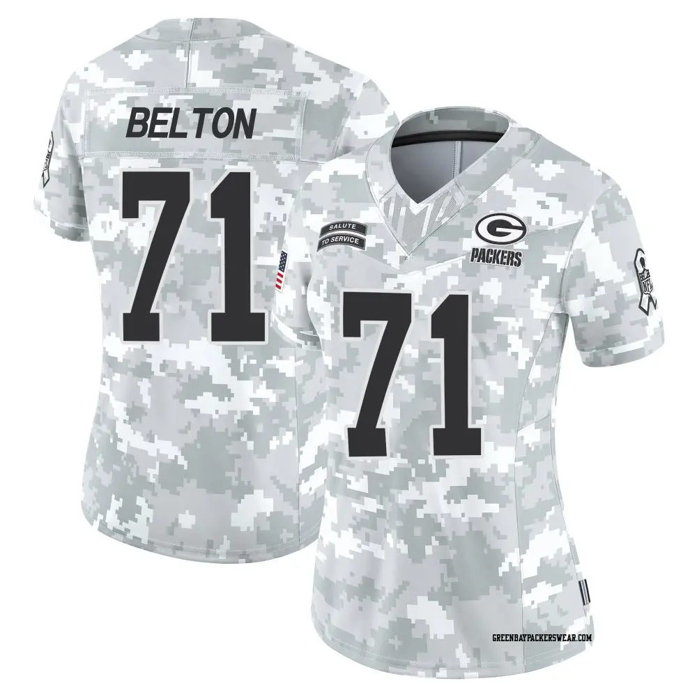Limited Arctic Camo Women's Anthony Belton Green Bay Packers 2024 Salute to Service Jersey