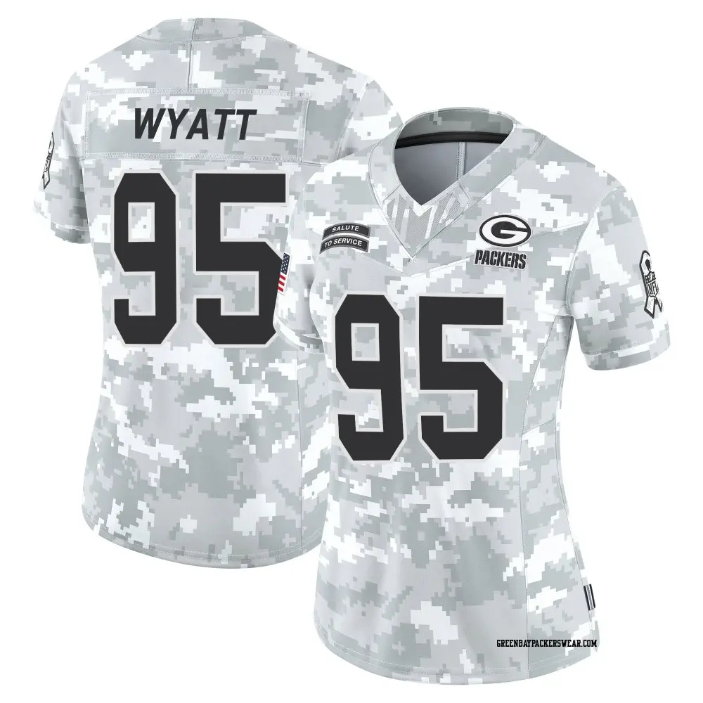Limited Arctic Camo Women's Devonte Wyatt Green Bay Packers 2024 Salute to Service Jersey