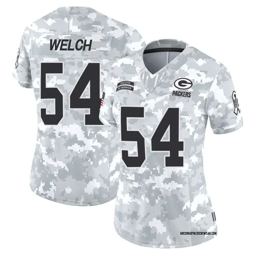 Limited Arctic Camo Women's Kristian Welch Green Bay Packers 2024 Salute to Service Jersey