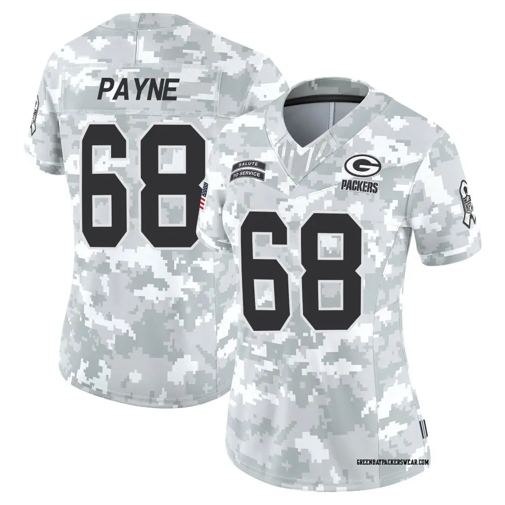Limited Arctic Camo Women's Leonard Payne Green Bay Packers 2024 Salute to Service Jersey