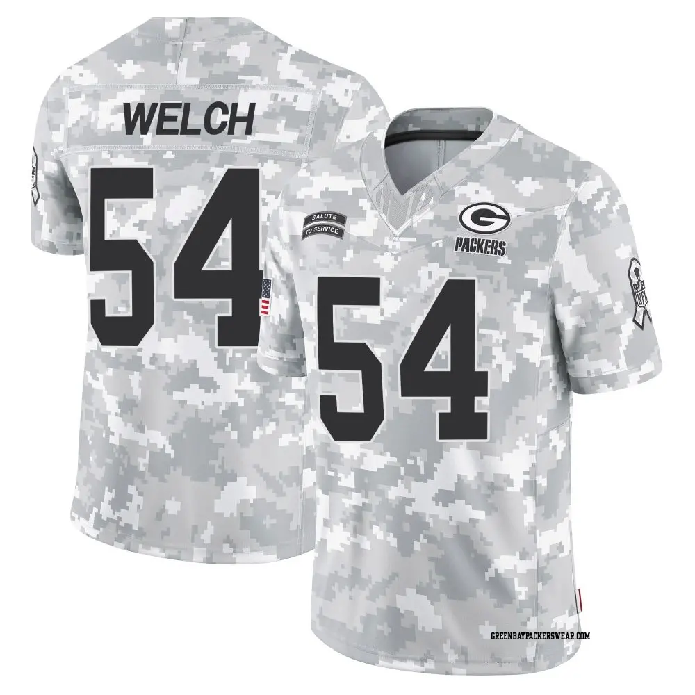 Limited Arctic Camo Youth Kristian Welch Green Bay Packers 2024 Salute to Service Jersey