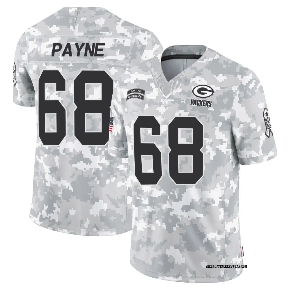 Limited Arctic Camo Youth Leonard Payne Green Bay Packers 2024 Salute to Service Jersey