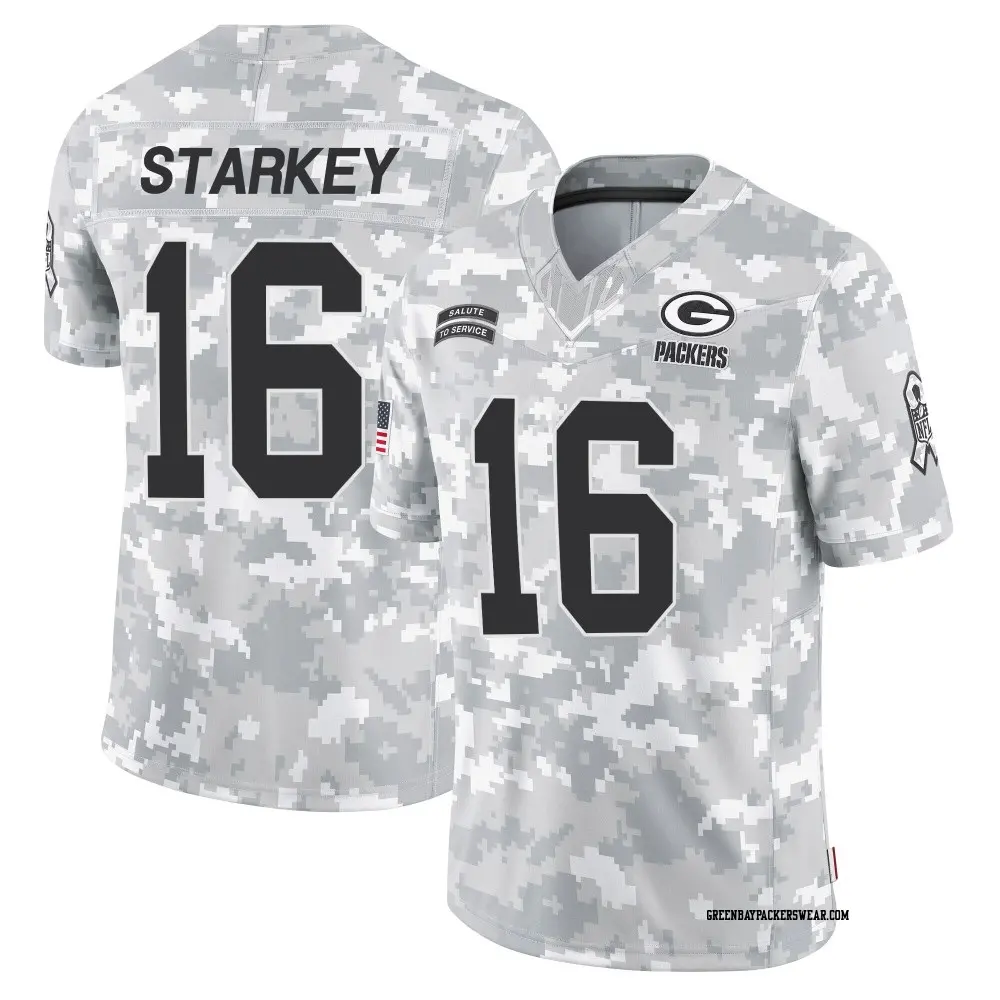 Limited Arctic Camo Youth Rory Starkey Green Bay Packers 2024 Salute to Service Jersey
