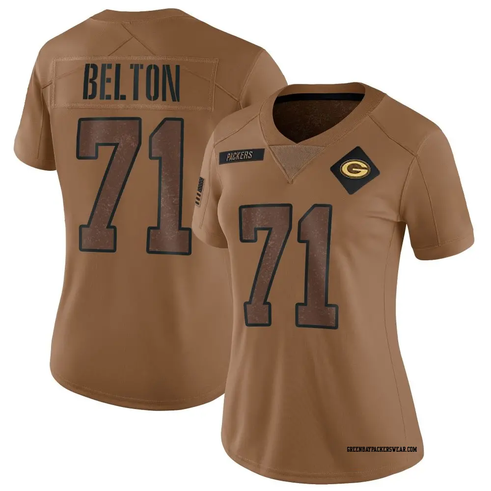 Limited Brown Women's Anthony Belton Green Bay Packers 2023 Salute To Service Jersey