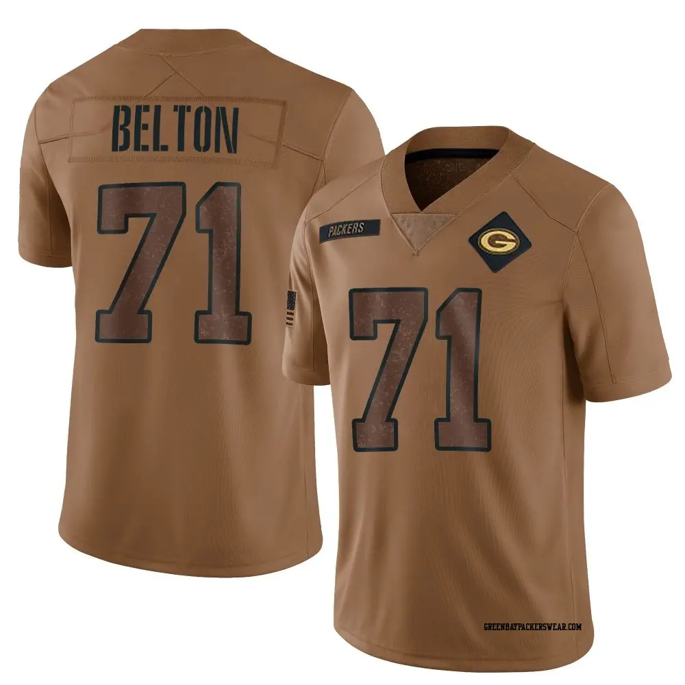 Limited Brown Youth Anthony Belton Green Bay Packers 2023 Salute To Service Jersey