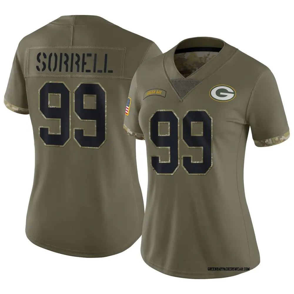 Limited Olive Women's Barryn Sorrell Green Bay Packers 2022 Salute To Service Jersey