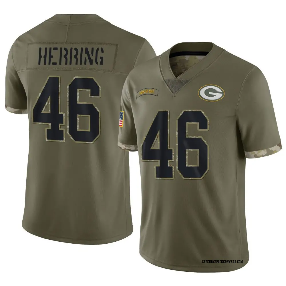 Limited Olive Youth Tyron Herring Green Bay Packers 2022 Salute To Service Jersey